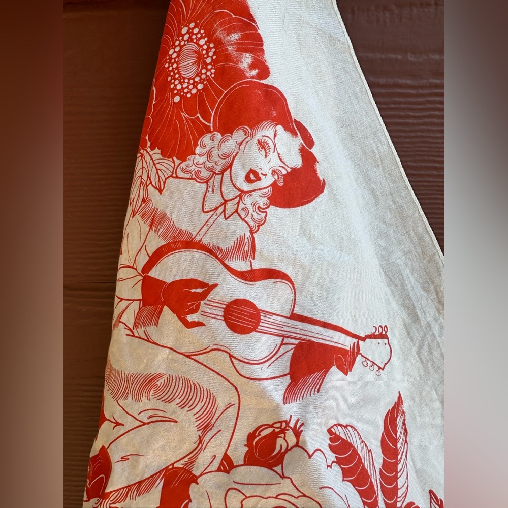 Hand Printed Cowgirl and Floral Bandana
